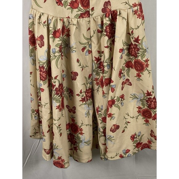 Women’s German Style Cosplay Dress Sz S Red Florals Tie Bodice Puff Off Shoulder - Picture 12 of 16